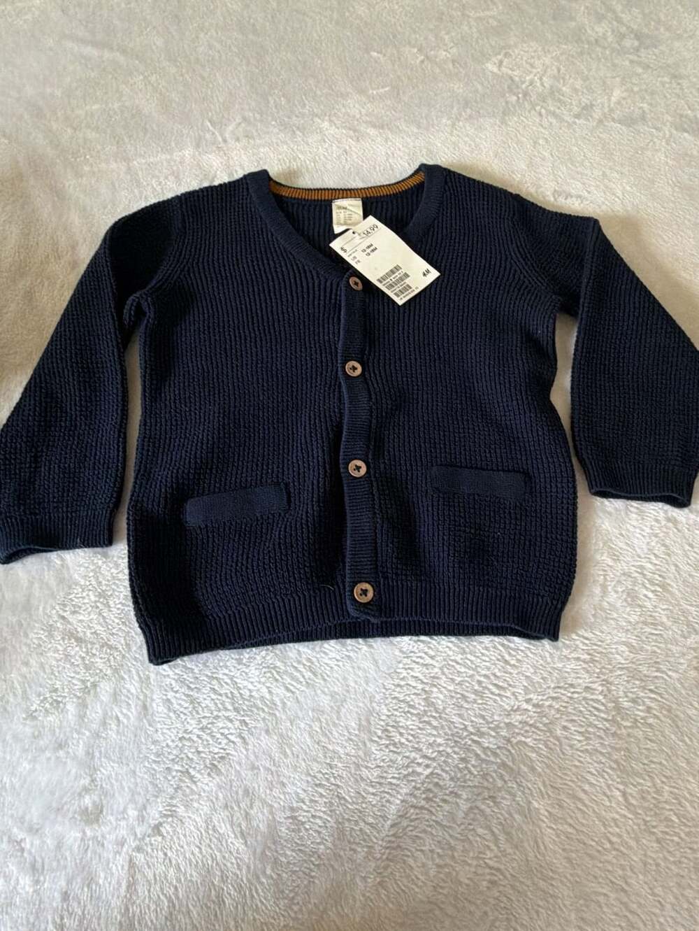 H&M Knit Cardigan Size 12-18M Navy Blue Cotton